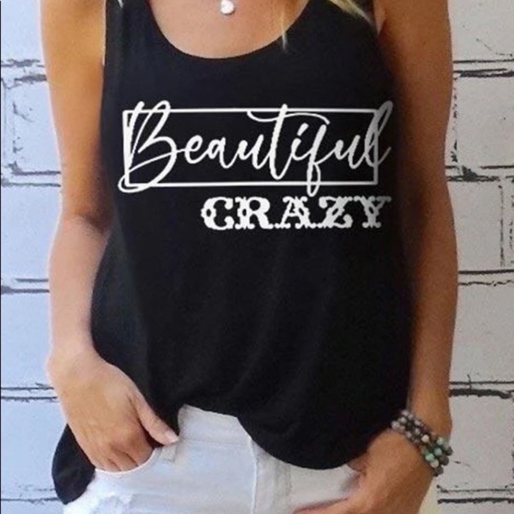 Cute summer graphic tank!  Black! - Picture 2 of 2